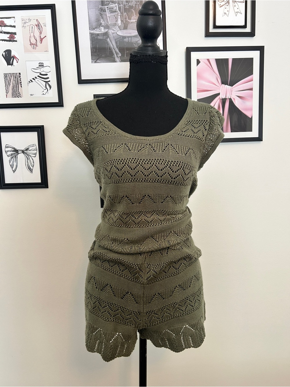 Olive Knit Short Set